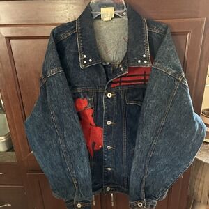 Vtg jordache denim jacket Embellished By SuzAn's Size Large Southwestern Style